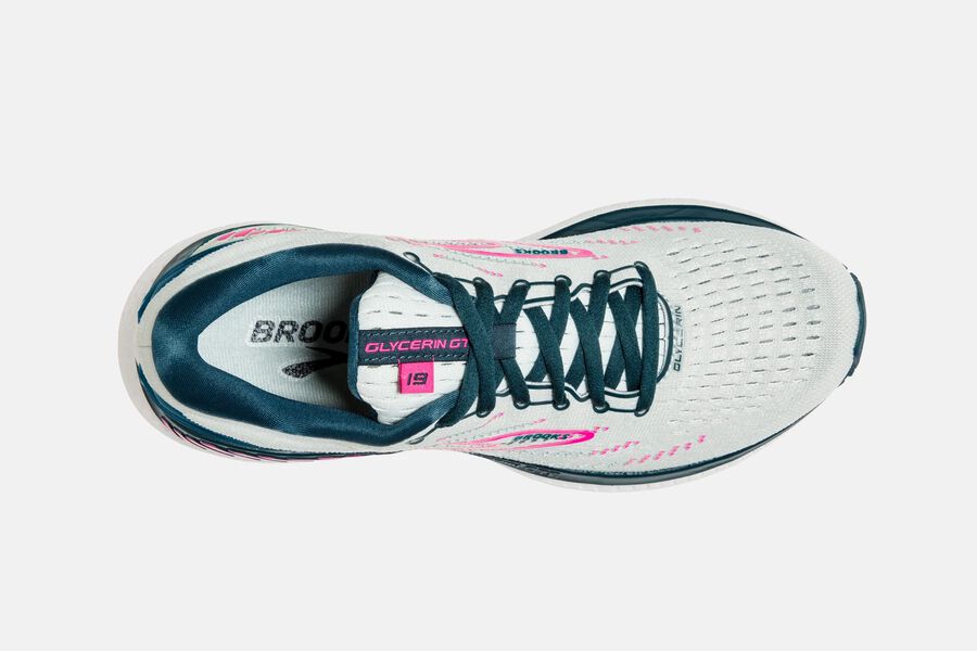 Brooks Glycerin GTS 19 Road Running Shoes Womens - White/Pink - DMTYQ-1058